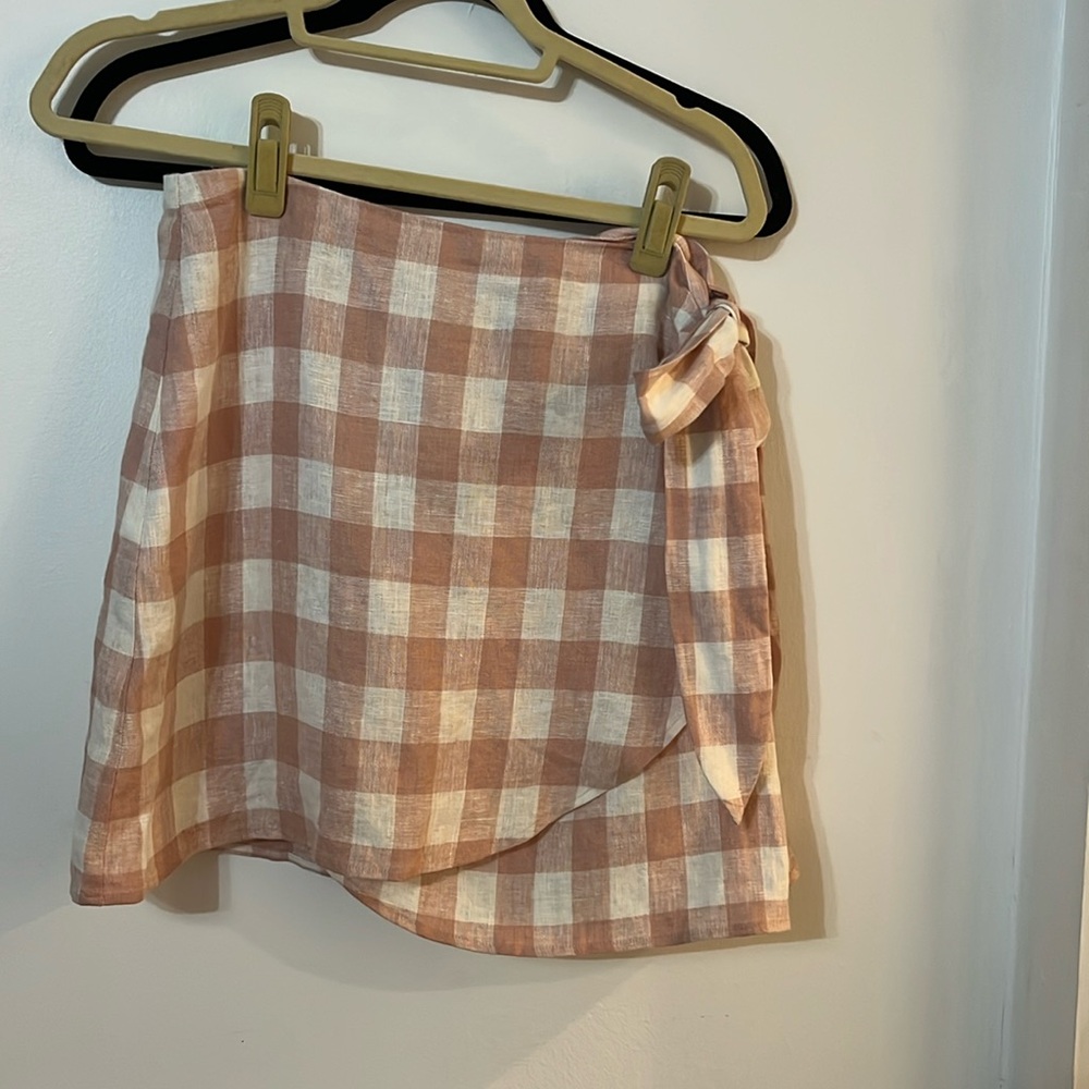 Reformation wrap mini skirt